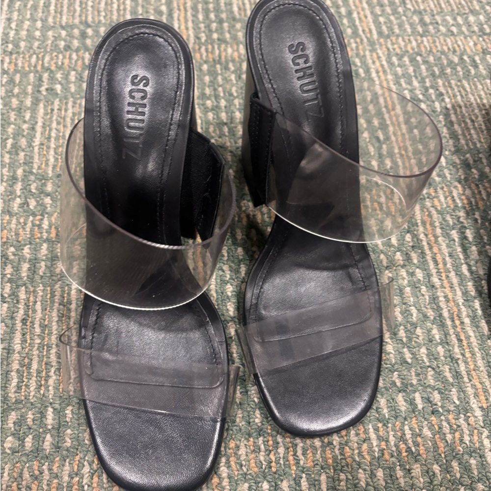 SCHUTZ Black and Transparent Heels